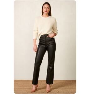 Mark Shale SZ 6 Supple Black Lamb Leather Mid-Rise Straight Leg Pants Lined